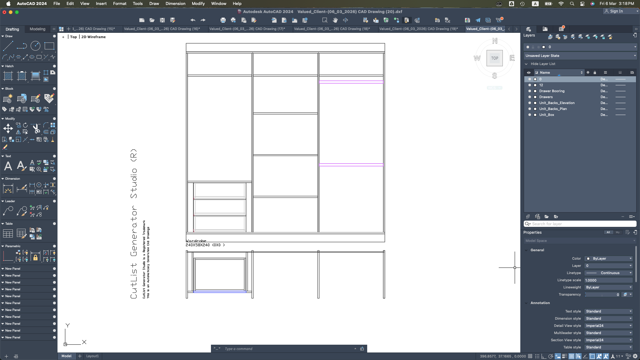 Automatically generated shop drawing PDF